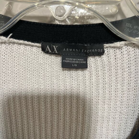 Armani Exchange Black/White Overlap Sweater - Picture 3 of 11